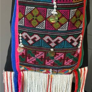 Boho Crossbody Bag Beaded Fringe 
Embroidered Tribal Festival Statement